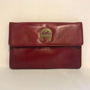 Vintage Etienne Aigner red leather handbag.